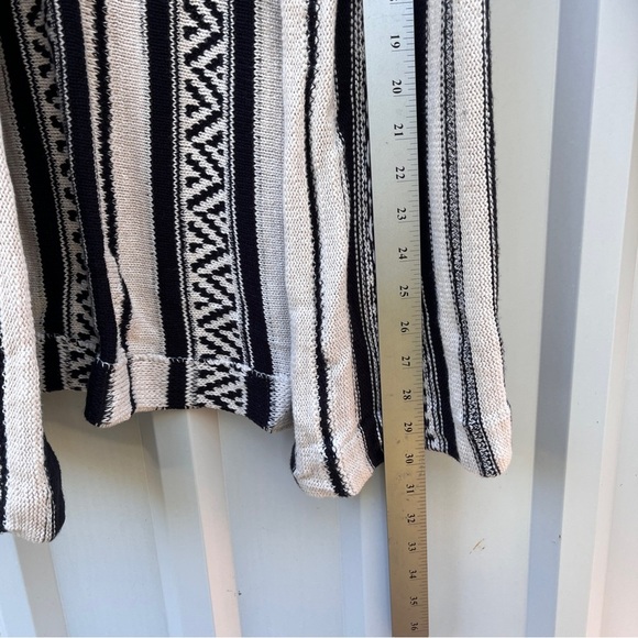 CHAPS DENIM Sweater Black Ivory Long Line Open Front Cardigan Knit Cotton Small - Picture 8 of 12